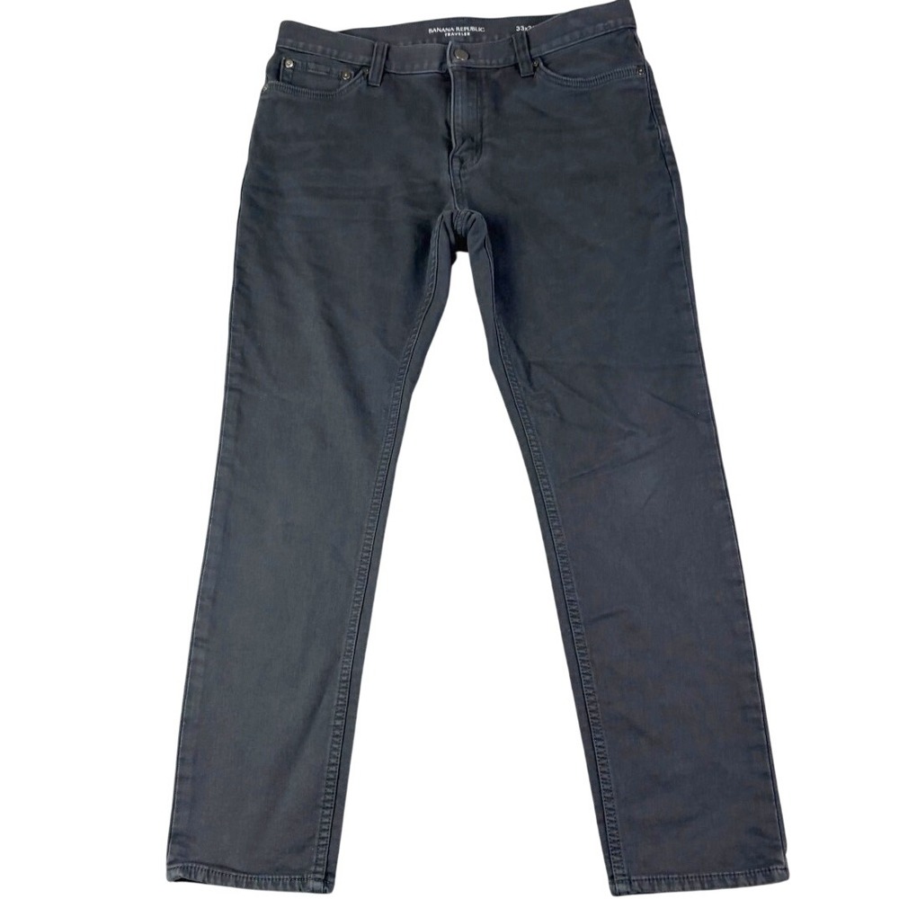 Banana Republic 33x30 Black Traveler Skinny Fit Pants Stretch Cotton Chino Jeans